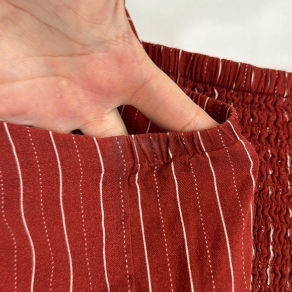 Torrid Rust Orange Stripe Challis Wide Leg Jumpsuit - Picture 13 of 15